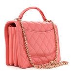 Lambskin Quilted Small Handle Tied Top Handle Flap Pink