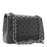 Lambskin Quilted Jumbo Double Flap Dark Grey