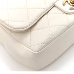 Lambskin Quilted Resin Bi-Color Chain Flap Bag White