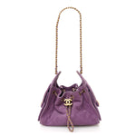Suede Quilted Mini Chanel 25 Handbag Purple