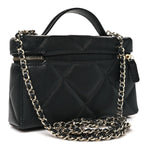 Caviar Quilted Top Handle Slim Vanity With Chain Black