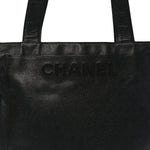 Caviar Embroidered Logo Shoulder Bag Black
