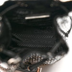Satin Crystal Metal Triangle Logo Mini Drawcord Pouch Shoulder Bag Cristal