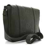 Piuma Calfskin Jumbo GG Embossed Double Buckle Medium Messenger Bag Dark Vintage Olive