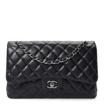 Lambskin Quilted Jumbo Double Flap Navy