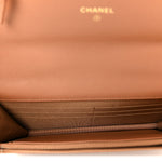Lambskin Quilted Chanel 19 Wallet On Chain WOC Brown