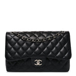 Caviar Quilted Jumbo Double Flap Black