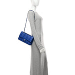 Lambskin Quilted Medium Double Flap Blue