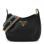 Vitello Phenix Zippered Messenger Hobo Black