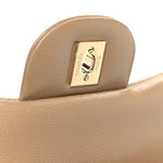 Caviar Quilted Jumbo Double Flap Dark Beige