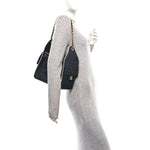 Braided Raffia Calfskin Small Chanel 25 Handbag Black White