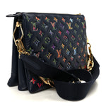 Lambskin Embossed Monogram LV Garden Coussin MM Navy Blue