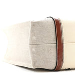 Cotton Calfskin Medium Woody Ribbon Tote White Brown