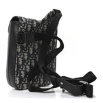 Grained Calfskin Oblique Saddle Vertical Messenger Pouch Beige Black