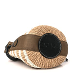 Raffia Calfskin Small Woody Striped Basket Bag Brown