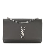 Grain De Poudre Medium Classic Monogram Kate Satchel Earth Grey