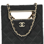 Caviar Quilted Evening Box Bag Black