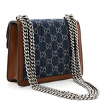 New Denim GG Monogram Dollar Calfskin Enamel Mini Dionysus Shoulder Bag Blue Tea Cuir Epilog Electric Blue