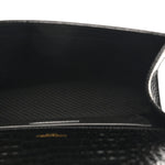 Calfskin Crocodile Embossed Medium Classic Monogram Kate Tassel Satchel Black