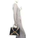 Calfskin Snakeskin GG Supreme Monogram Medium Osiride Top Handle Bag Black