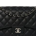 Caviar Quilted Jumbo Double Flap Black