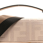 Canvas Vitello King Bi-Color Strap FF Embroidered Mini Baguette Poudre