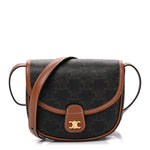 Canvas Calfskin Triomphe Mini Besace Tan