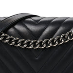 Lambskin Chevron Quilted New Medium Boy Flap Black