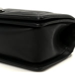 Lambskin Chevron Quilted Medium Boy Flap Black