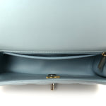 Lambskin Quilted Mini Top Handle Rectangular Flap Light Blue