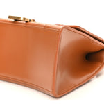 Shiny Box Calfskin Small Hourglass Top Handle Bag Camel