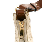 Canvas Calfskin Ava Triomphe Shoulder Bag White