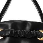 Smooth Calfskin Eyelet Small Top Handle Bag Black