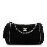 Tweed Coco Beach Barrel Shoulder Bag Black