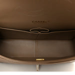 Caviar Quilted Jumbo Double Flap Dark Beige