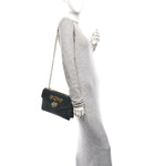 Vitello Palmellato Lux Crystal Medium Rajah Shoulder Bag Black
