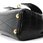 Calfskin Crocodile Embossed Mini Bel Air Carry All Bag Black