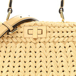 Raffia Embroidered Vitello King Shiny Nappa Intreccio Small Peekaboo I SEE U Satchel Sahara