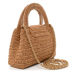 Braided Raffia Nano Kelly Flap Bag Dark Beige