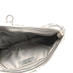 Metallic Calfskin Small Gancini Clutch Silver
