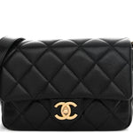 Caviar Quilted Small Twist Your Buttons Flap Black