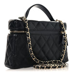 Caviar Quilted Top Handle Slim Vanity With Chain Black