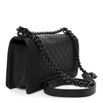 Calfskin Quilted Medium Boy Flap So Black