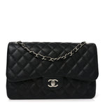 Caviar Quilted Jumbo Double Flap Black