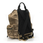 Metallic Satin Nylon Medium Rucksack Backpack Gold