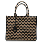 Jacquard Saffiano Triangolo Symbole Embroidered Large Tote Black Corda