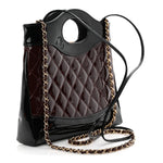 Patent Calfskin Quilted Mini 31 Shopping Bag Burgundy Black
