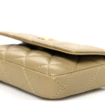 Lambskin Enamel Quilted Coco Hearts Clutch With Chain Light Green