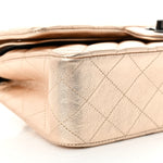 Metallic Lambskin Quilted Medium Double Flap Gold Black