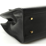 Grainy Calfskin Large Virtus Top Handle Tote Black